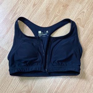 Womens front zip sports bra